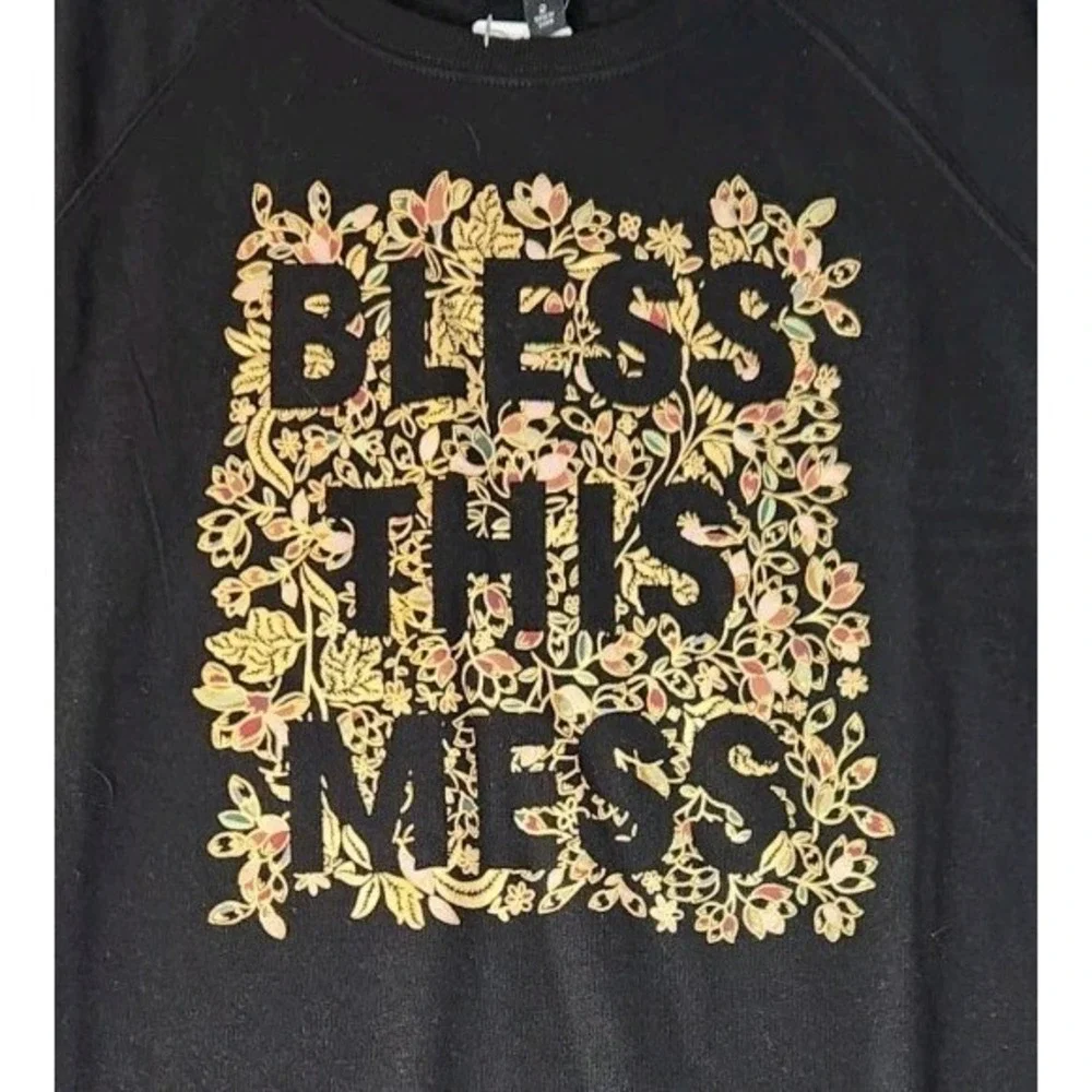 Torrid Tunic Sweatshirt Bless This Mess Black Graphic Print Fall Spirit 2X‎ NWT